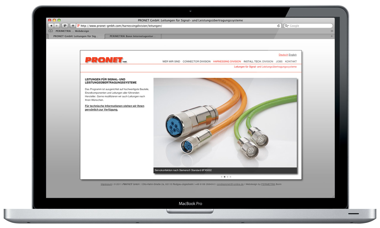 Internetagentur PERIMETRIK Webdesign Bonn ersetzt Flash-durch TYPO3 für PRONET GmbH