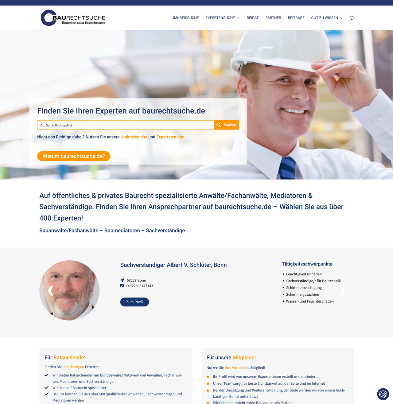 0827-TYPO3-Version-baurechtsuche-de Alle vorhandenen Inhalte wurden bei der Migration weitgehend unverändert übernommen – dennoch besitzt das neue WordPress-Portal baurechtsuche.de gegenüber der TYPO3-Vorgängerversion etwa viermal mehr Rankings.