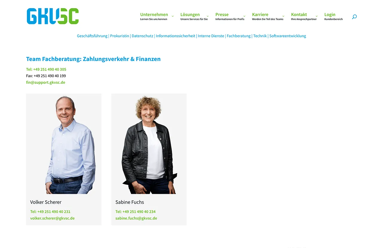 0826 Ansprechpartner 086 Automatische Gruppierung der MitarbeiterInnen nach Fachabteilung